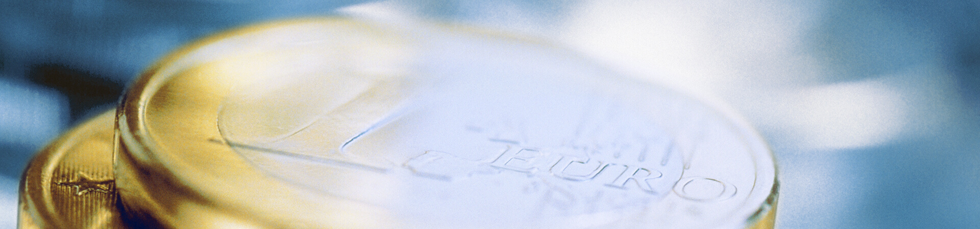 Close-up of Euro coins on blurred background