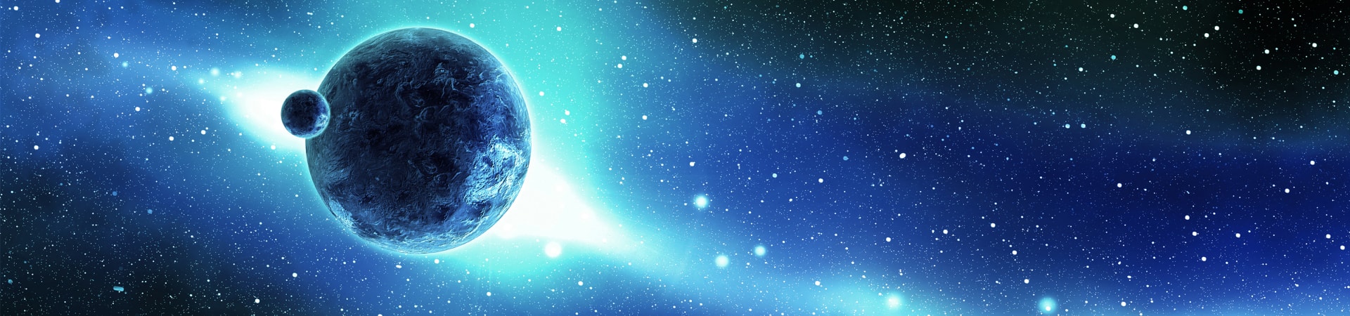 Earth And Moon Over The Galaxy In Space