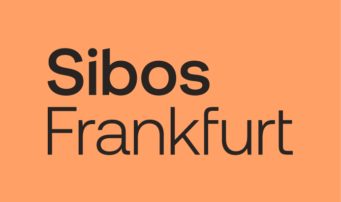 Sibos Frankfurt on a peach colored background
