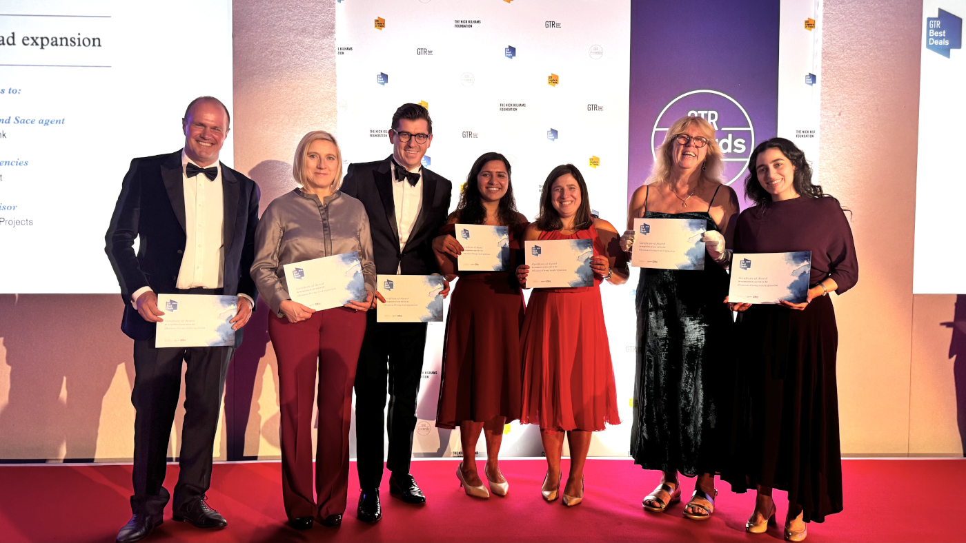 Pictured from left to right: Peter Gubbins (GTR), and from Deutsche Bank, Inna Oleinik; Moritz Doernemann; Sapna Sapra; Danai Koutra; Clarissa Dann and Noorah Aleidi